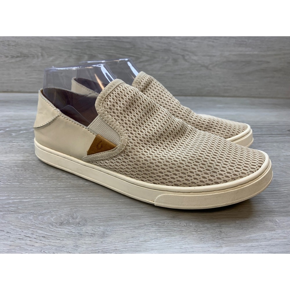 OluKai Pehuea Mesh Slip On Sneakers Beige Sand Women's Size 9 Casual Shoes